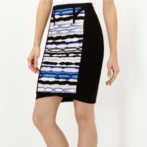 NWT HERVE LEGER Vera Striped Ripple Pencil Skirt Sz S